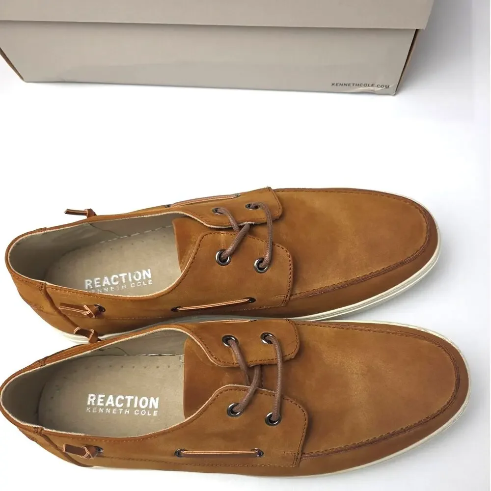 NEW Kenneth Cole Reaction Indy Boat Shoes Tan 10.5, Men's